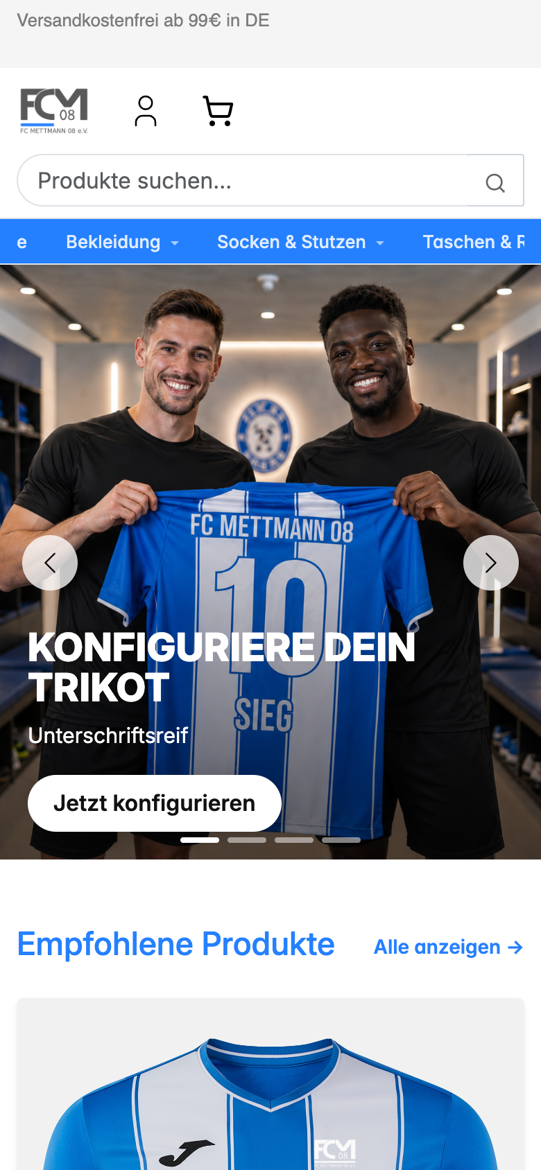 Vereinsshop FC Mettmann 08 — Mobile